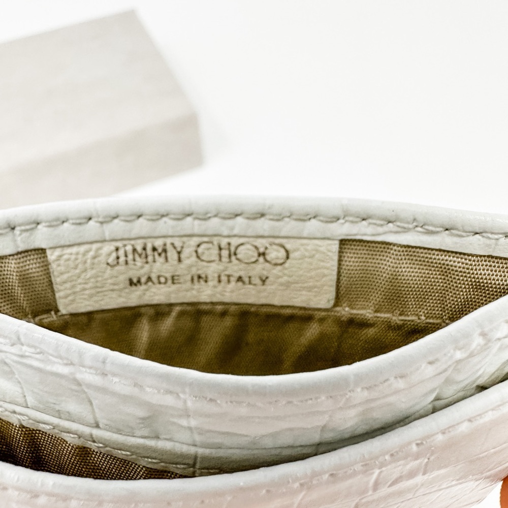 AUTHENTIC Jimmy Choo Card Holder Umika Wallet Embossed White - Picture 8 of 8